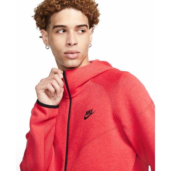 Nike Tech Fleece Full Zip Hoodie Light University Red Mens Sz Sm Tall FB7921-672 - Picture 3 of 8